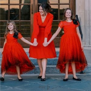 Trish Scully girls red dress